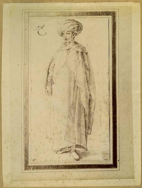Bellini, Gentile - Figura maschile in abiti orientali - Disegno - Parigi - Louvre - Département des Arts graphiques