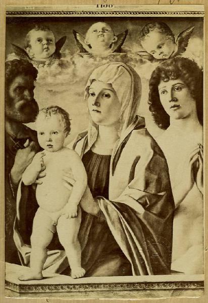 Bellini, Giovanni - Madonna con Bambino tra san Pietro e san Sebastiano - Dipinto su tavola - Parigi - Louvre