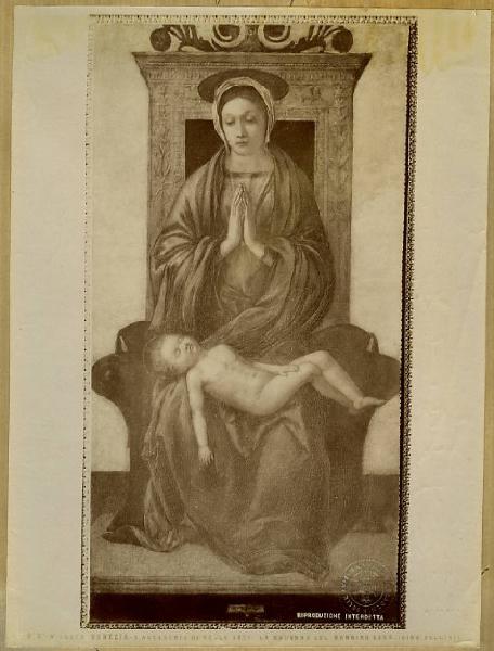 Bellini, Giovanni - Madonna in trono in adorazione del Bambino dormiente - Dipinto - Venezia - Accademia di Belle Arti (Gallerie dell'Accademia)