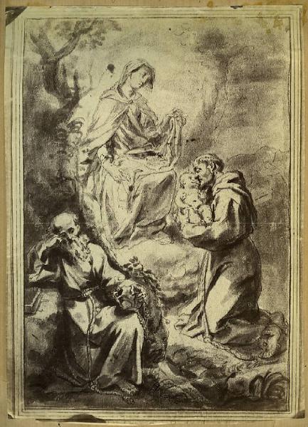 Van Dyck, Antoon? - Madonna, san Giuseppe e sant'Antonio che regge Gesù Bambino - Disegno