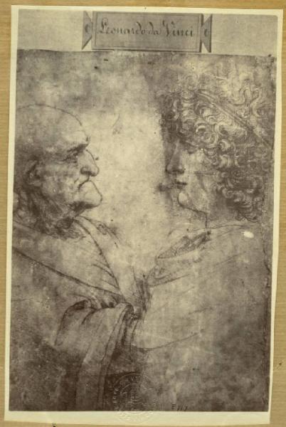 Leonardo da Vinci - Studio di busto di vecchio e di giovane di profilo - Disegno - Firenze - Uffizi - Gabinetto dei Disegni e delle Stampe