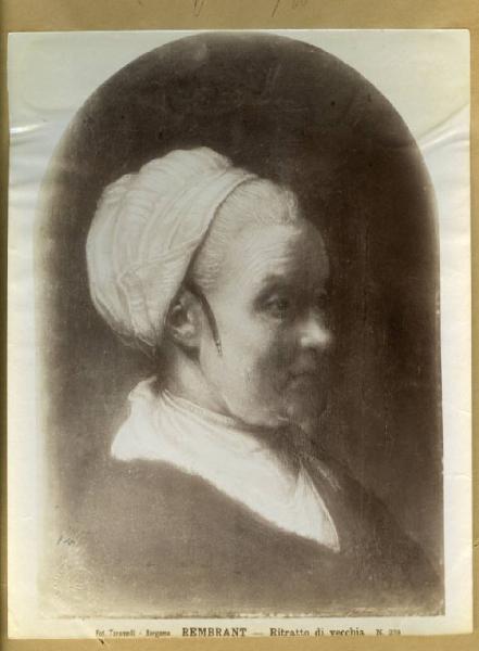 Pittore olandese sec. XVII - Ritratto di vecchia di profilo - Dipinto - Bergamo - Proprietà eredi Carlo Ferrari