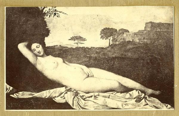Giorgione e Vecellio Tiziano - Venere dormiente - Dipinto - Olio su tela - Dresda - Staatliche Kunstsammlungen - Gemäldegalerie