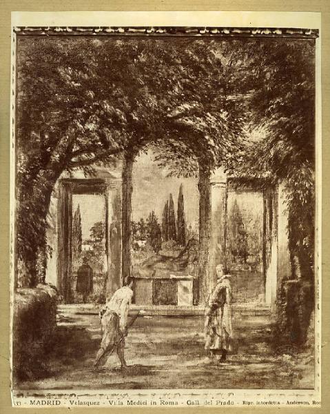 Velazquez de Silva Diego Rodriguez - Il padiglione di Arianna nel giardino di Villa Medici a Roma - Dipinto - Olio su tela - Madrid - Prado