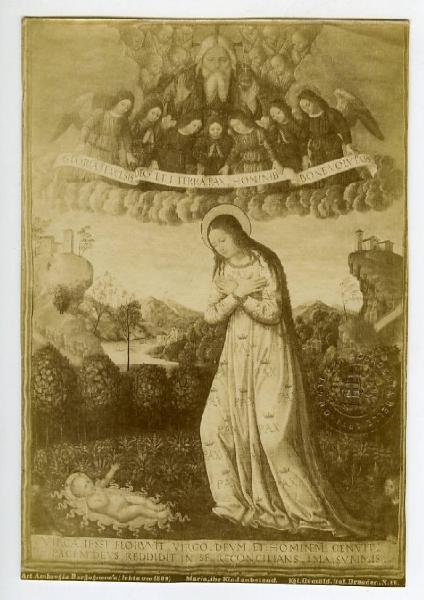 Bevilacqua, Giovanni Ambrogio detto Liberale - Madonna in adorazione del Bambino - Dipinto - Tempera su tela - Dresda - Gemaldegalerie