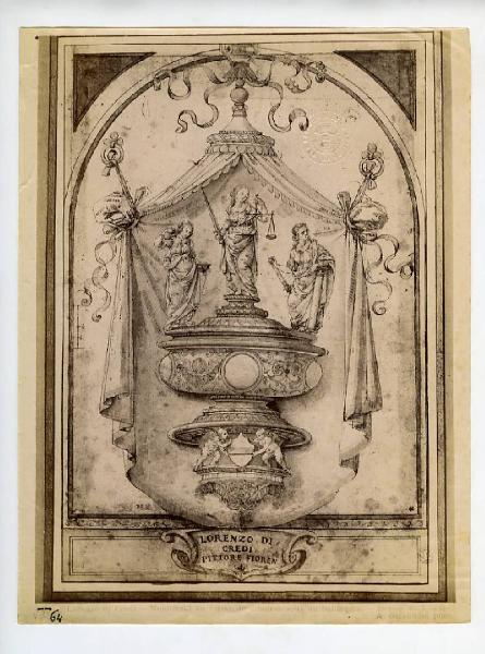 Lorenzo di Credi - Progetto per monumento funerario - Disegno - Parigi - Louvre - Département des Arts graphiques