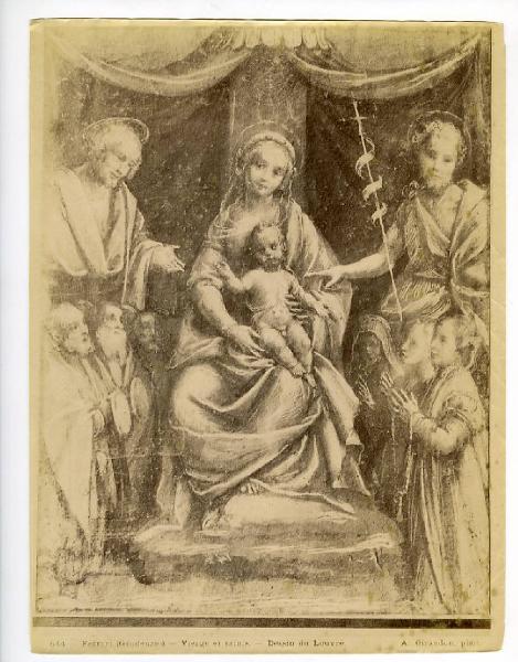 Lanino, Bernardino - Madonna con Bambino in trono tra due santi e figure inginocchiate - Disegno - Parigi - Louvre - Département des Arts graphiques