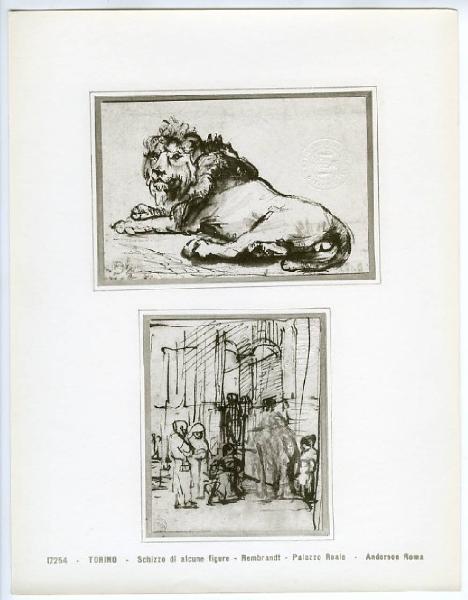 Rembrandt, Harmensz Van Rijn - Leone sdraiato - Gruppo di figure - Disegno - Torino - Boblioteca Reale