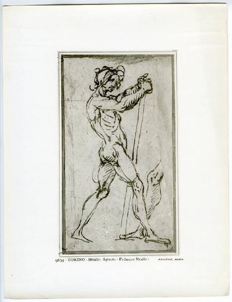 Autore sec. XVI - Nudo maschile, figura intera - Disegno - Torino - Boblioteca Reale