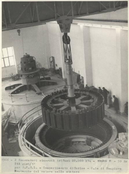 Centrale di Montjovet - Compartimento di Torino - Generatore elettrico - Montaggio del rotore nello statore
