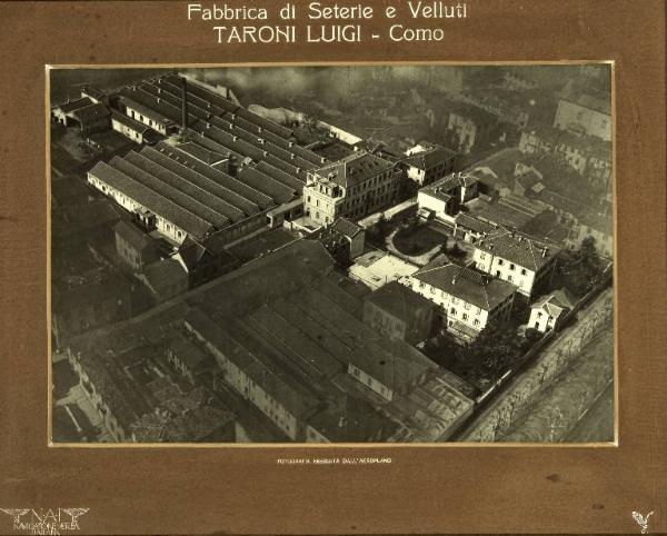 Fabbrica di Seterie e Velluti Taroni Luigi - Como - Fabbricato industriale - Veduta dall'aeroplano