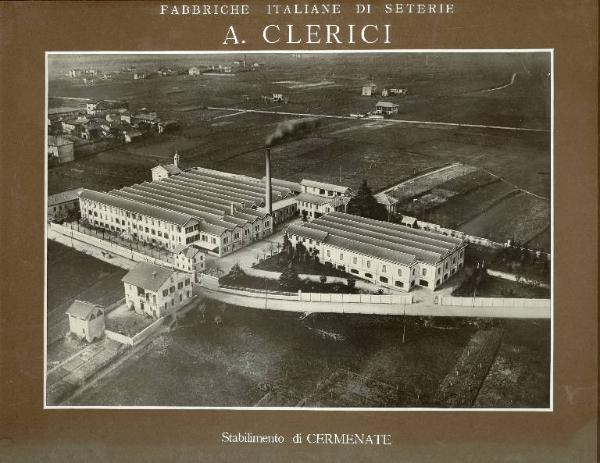 Fabbriche Italiane di Seterie A. Clerici-Stabilimento di Cermenate - Fabbricato industriale - Veduta dall'aeroplano