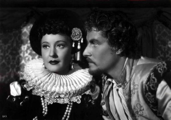 Scena del film "Caravaggio, il pittore maledetto" - Regia Goffredo Alessandrini - 1941 - Gli attori Clara Calamai e Amedeo Nazzari