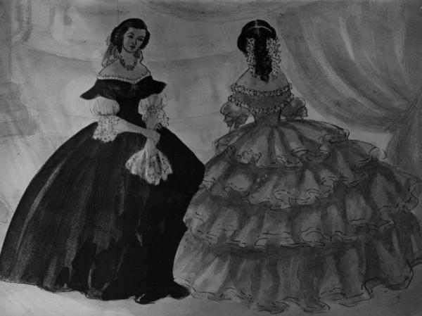 Set del film "La Contessa Castiglione" - Regia Flavio Calzavara - 1942 - Costumi di scena
