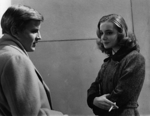 Set del film "Cronaca familiare" - Regia Valerio Zurlini 1962 - Gli attori Jacques Perrin e Valeria Ciangottini.