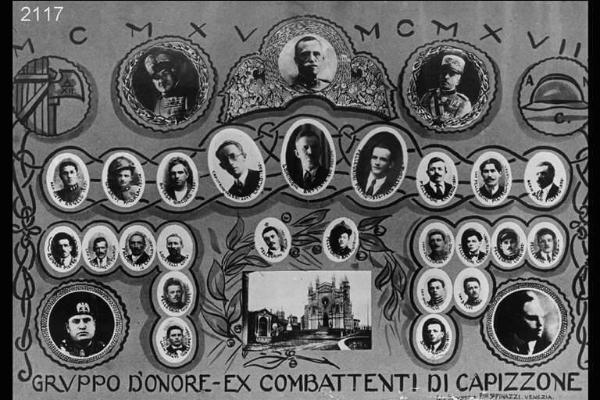 Riproduzione di un manifesto con ritratti dei caduti e reduci di Capizzone nella Grande Guerra.