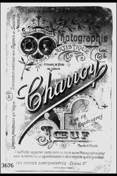 Riproduzione del marchio commerciale dello studio "Photographie Charroy".