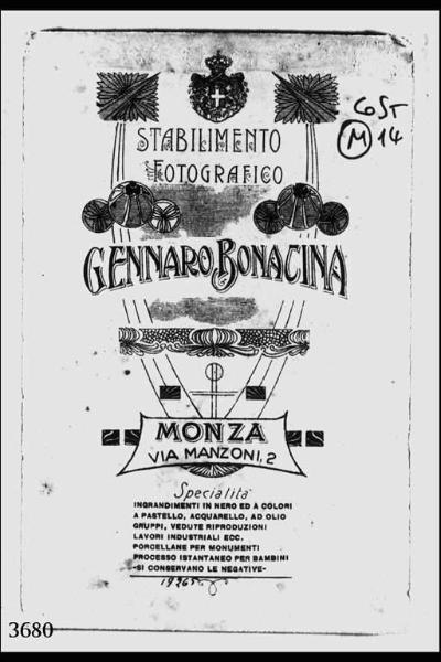 Riproduzione del marchio commerciale dello studio fotografico di Gennaro Bonacina.