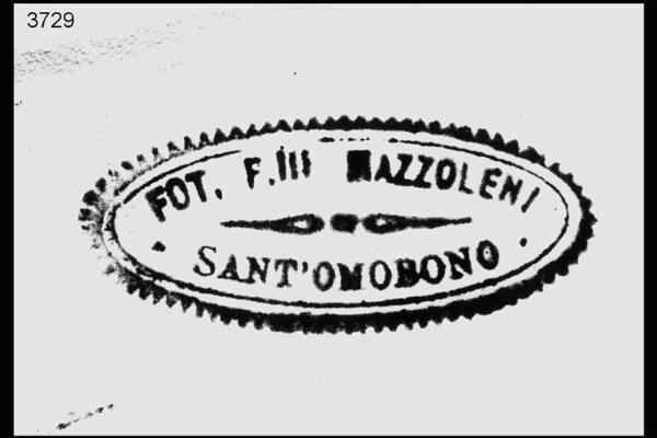 Riproduzione del timbro commerciale dello studio fotografico F.lli Mazzoleni.