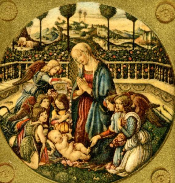 Dipinto - La Madonna, il Bambino e gli Angeli - Sandro Botticelli - Firenze - Palazzo Pitti - Galleria Palatina
