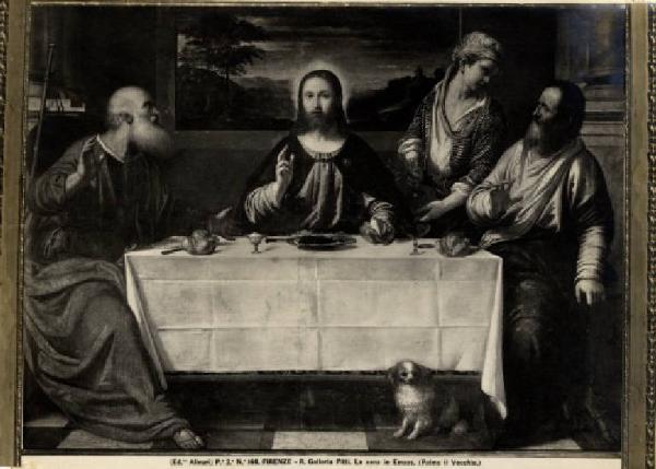 Dipinto - Cena di Emmaus - Jacopo Palma il vecchio - Firenze - Palazzo Pitti - Galleria Palatina
