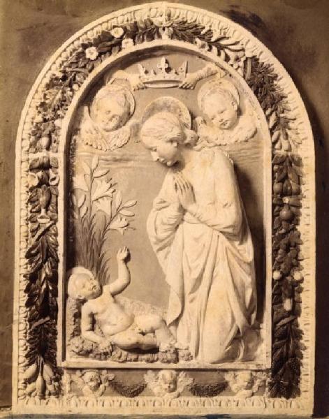 Bassorilievo - Madonna adora il bambino Gesù - Andrea della Robbia - Firenze - Museo Nazionale del Bargello