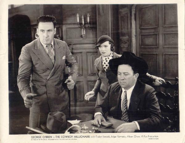 Scena del film "La corriera del West " - regia Edward F. Cline - 1935 - attori George O'Brien, Evalyn Bostock e Edgar Kennedy