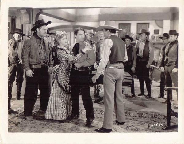Scena del film "La carovana dei Mormoni" - regia Lew Landers - 1940 - attori Chester Morris, Anita Louise e Buck Jones