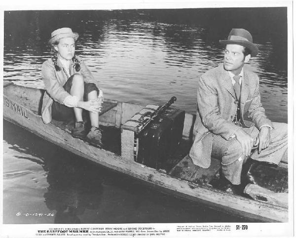Scena del film "L'avventuriero delle Ande" - regia Earl McEvoy- 1951 - attori Robert Cummings e Terry Moore