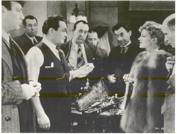 Scena del film "Il sapore del delitto" - regia Anatole Litvak - 1938 - attori Edward G. Robinson e Claire Trevor