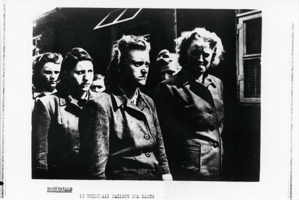 Seconda guerra mondiale - Nazismo - Germania - Campo di concentramento di Bergen Belsen - Liberazione - Ritratto femminile: donne SS in divisa, (da sx a dx) Hildegard Kanbach, Irene Haschke, Elisabeth Volkenrath, Herta Bothe