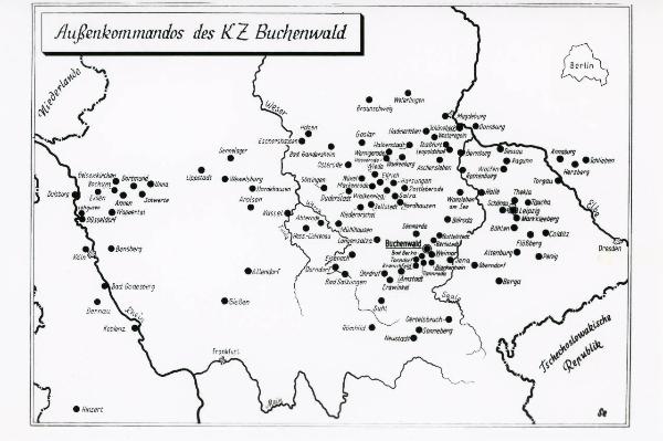Carta topografica della Germania - Kommandos esterni del campo di concentramento di Buchenwald - Nazismo