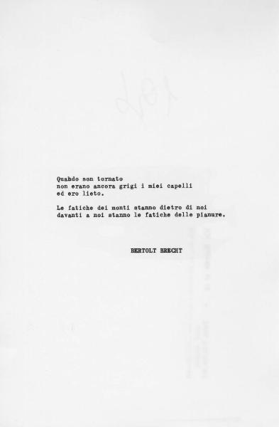 Testo di Bertolt Brecht - Nazismo - Campo di concentramento - Prigionia - Liberazione