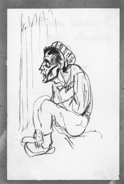 Disegno a matita di Aldo Carpi - Il giovane marchese di Groppallo - Campo di concentramento di Mauthausen-Gusen - Nazismo - 1945 - Ritratto maschile: deportato