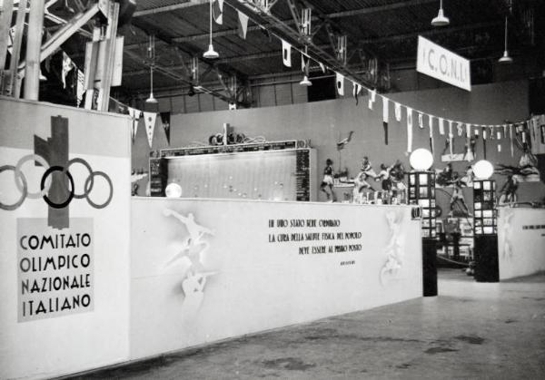 Fiera di Milano - Campionaria 1934 - Padiglione dello sport - Stand del CONI (Comitato olimpico nazionale italiano)