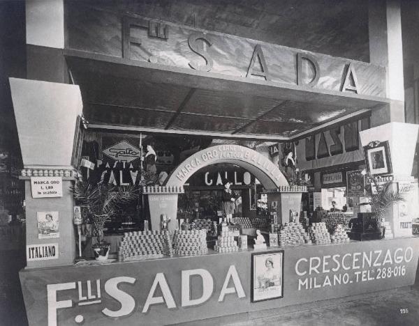Fiera di Milano - Campionaria 1936 - Padiglione degli alimentari - Stand della ditta F.lli Sada