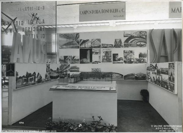 Fiera di Milano - Salone internazionale aeronautico 1937 - Settore accessori, strumenti e materie prime lavorate e semilavorate - Stand della Carpenteria Bonfiglio & C.