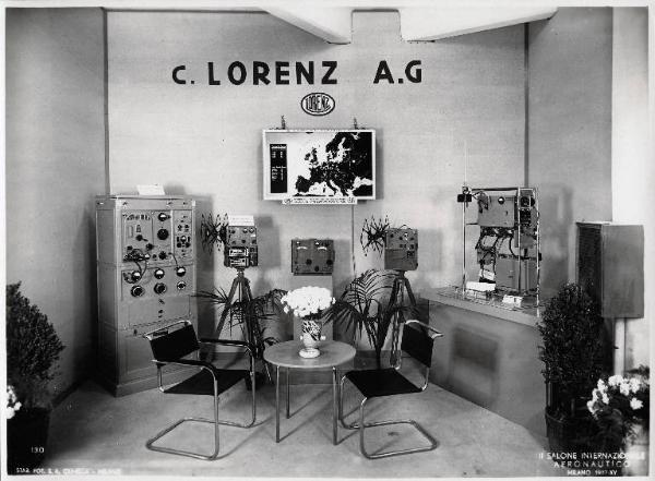 Fiera di Milano - Salone internazionale aeronautico 1937 - Settore accessori, strumenti e materie prime lavorate e semilavorate - Stand della C. Lorenz A.G.