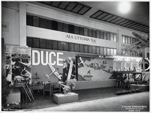 Fiera di Milano - Salone internazionale aeronautico 1937 - Settore servizi aerei civili - Stand della Ala Littoria S.A.