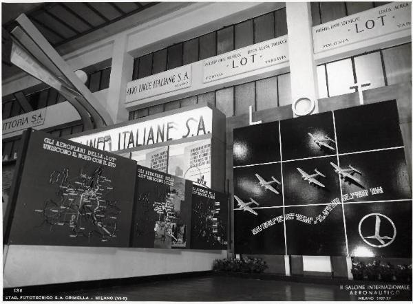 Fiera di Milano - Salone internazionale aeronautico 1937 - Settore servizi aerei civili - Stand della Lot (linea aerea polacca)