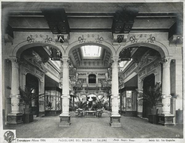Milano - Esposizione internazionale 1906 - Padiglione del Belgio - Salone interno
