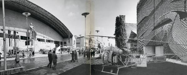 Fiera di Milano - Campionaria 1959 - Viale dell'industria - Padiglione della meccanica e padiglione dell'ENI (Ente Nazionale Idrocarburi) - Veduta panoramica