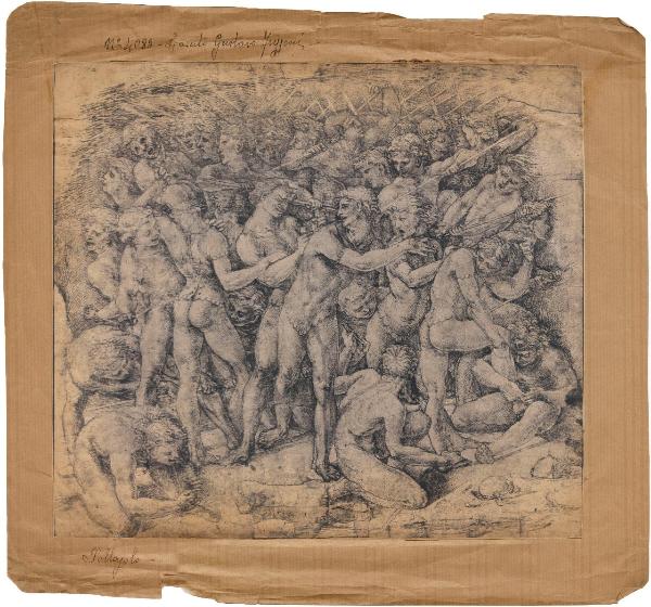 Autore fine sec. XV inizio sec. XVI - Battaglia (Guerrieri sorpresi al bagno) - Disegno - Dresda - Kupferstichkabinett