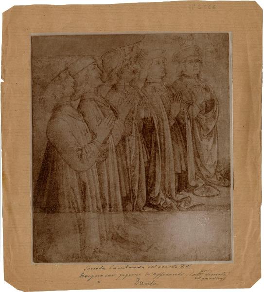 Antoniazzo Romano - Cinque offerenti in ginocchio rivolti verso destra - Disegno - Dresda - Kupferstichkabinett