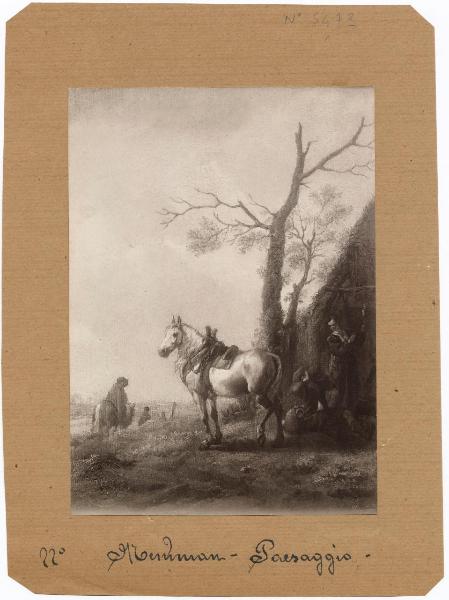 Wouvermans, Philips - Paesaggio con figure e cavallo in primo piano - Dipinto - Nivå - Nivaagaards Malerisamlings (Collezione Hage)