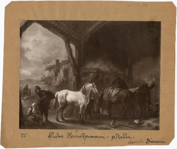 Wouvermans, Philips - Scena con cavalli in una stalla - Dipinto - Nivå - Nivaagaards Malerisamlings (Collezione Hage)