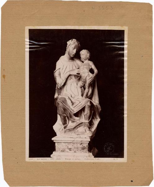 Scultore italiano sec. XVI - Madonna con Bambino in trono - Scultura - Parigi - Collezione Foulc