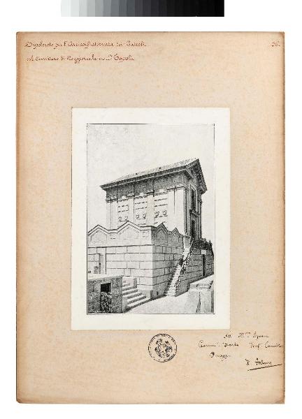 Riproduzione progetto architettonico. Napoli - Cimitero Poggioreale - Sepolcro Arciconfraternita dei Gattoli
