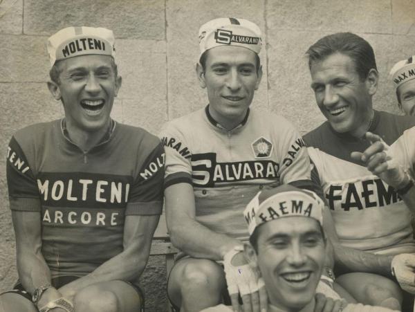 Ciclismo - Felice Gimondi - Imola - Campionati del mondo di ciclismo su strada 1968 - Con Gianni Motta, Vittorio Adorni ed Eddy Merckx - Ritratto di gruppo
