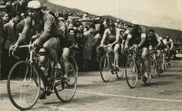 Ciclismo - Corsa Milano-Sanremo 1953 - Nino Assirelli, Fausto Coppi e Ferdi Kubler in azione